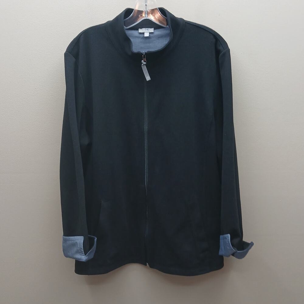 T by Talbots Everyday Full Zip Jacket Athleisure Activewear Gym Black Size XL